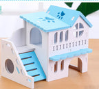 Large Double-Layer Wooden Villa Hamster Toy House
