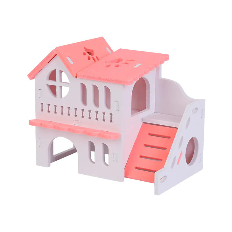 Large Double-Layer Wooden Villa Hamster Toy House