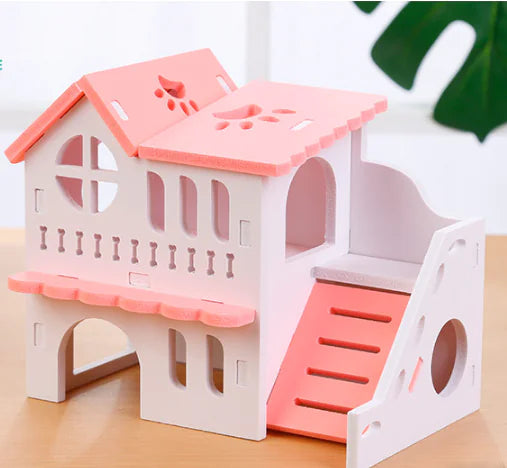 Large Double-Layer Wooden Villa Hamster Toy House
