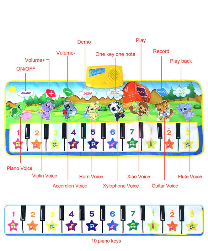 Multifunctional Music Piano Mat for Kids, Green