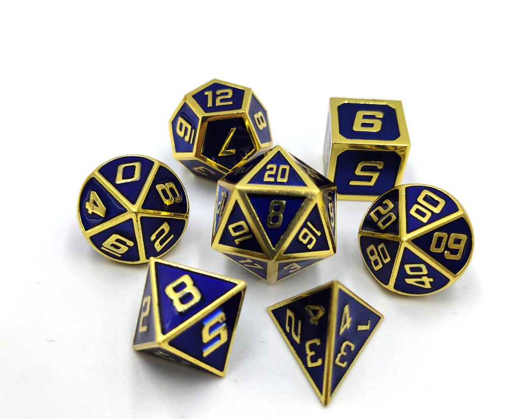 Metal Dice Set for RPG - 7 Dice with Bag