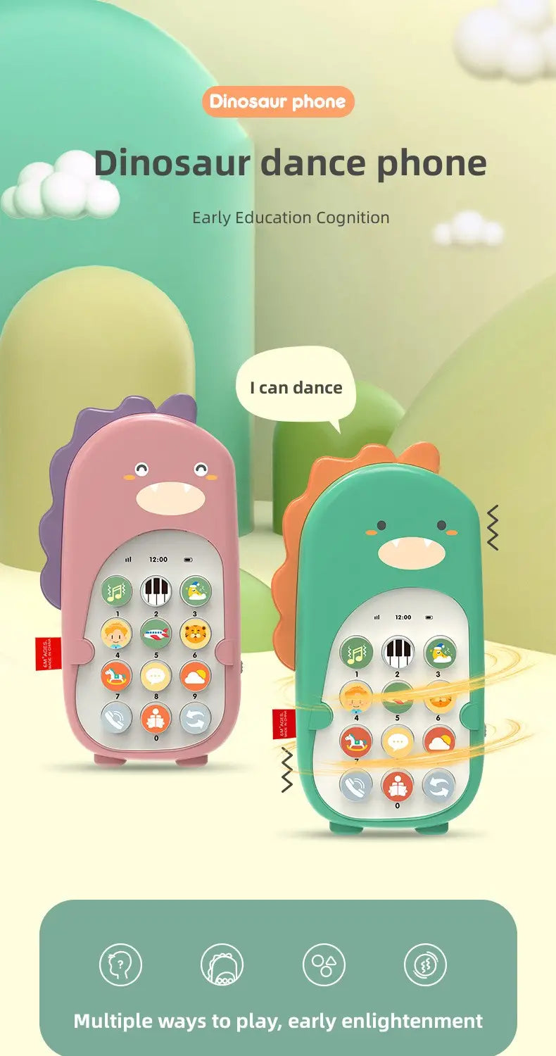 Dinosaur Baby Phone Toy with Music and Vibration Mode