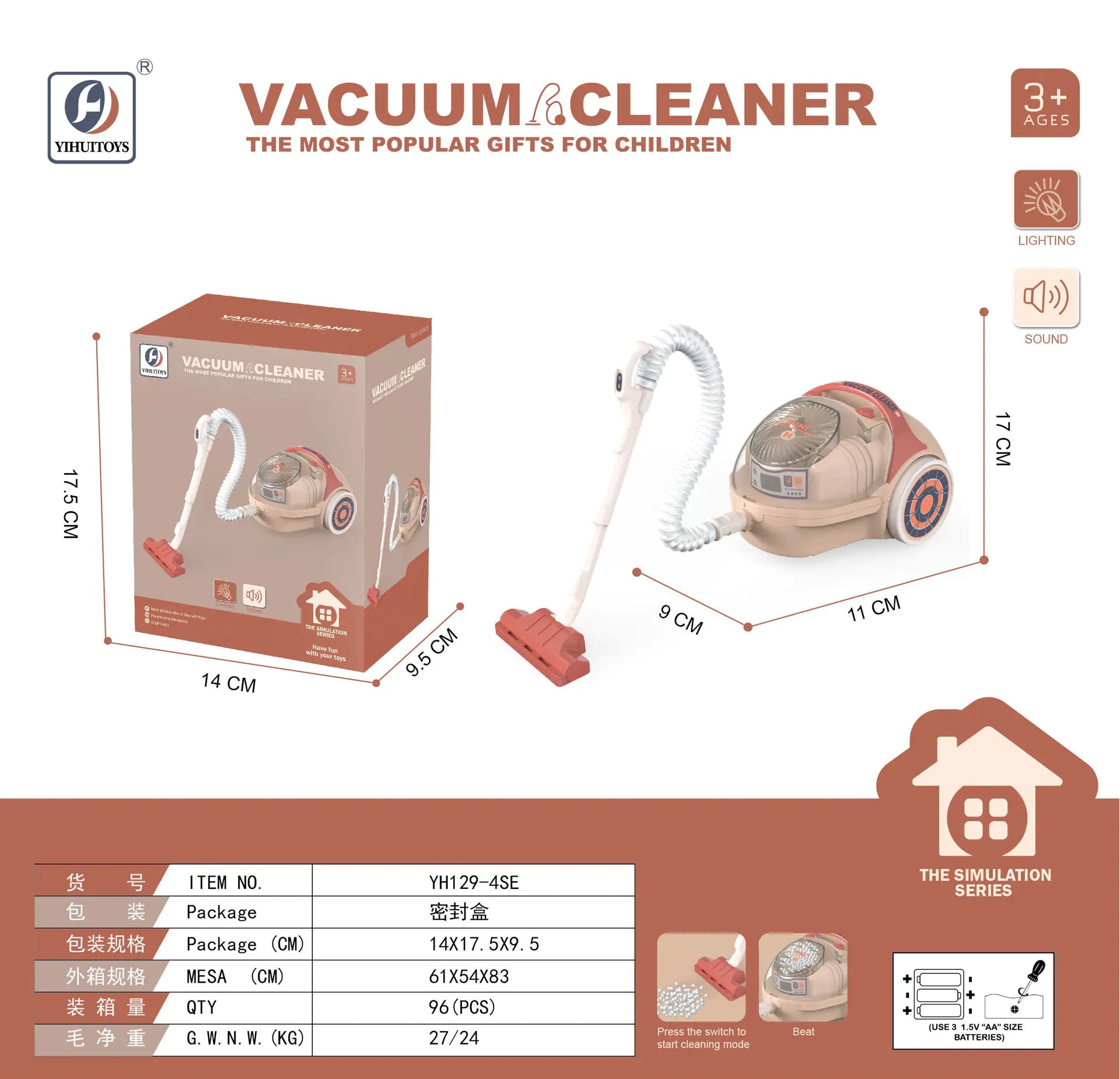 Kids Toy Vacuum Cleaner Set for Boys and Girls