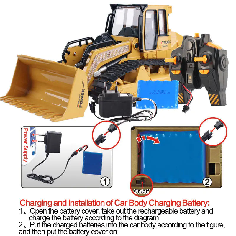 Large 2.4G Remote Control Bulldozer Excavator Toy
