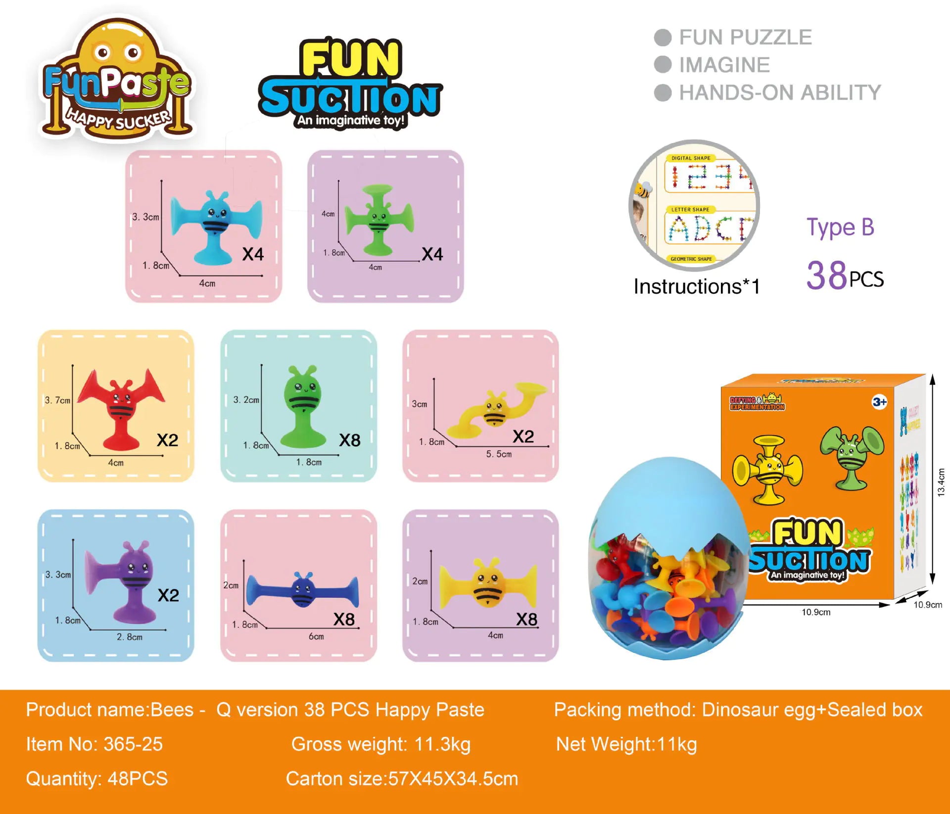 Bees Suction Cups Versatile Building Soft Blocks Toy