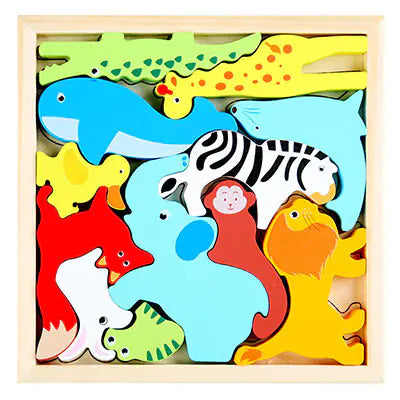 3D Cartoon Animal Wooden Puzzle for Early Learning